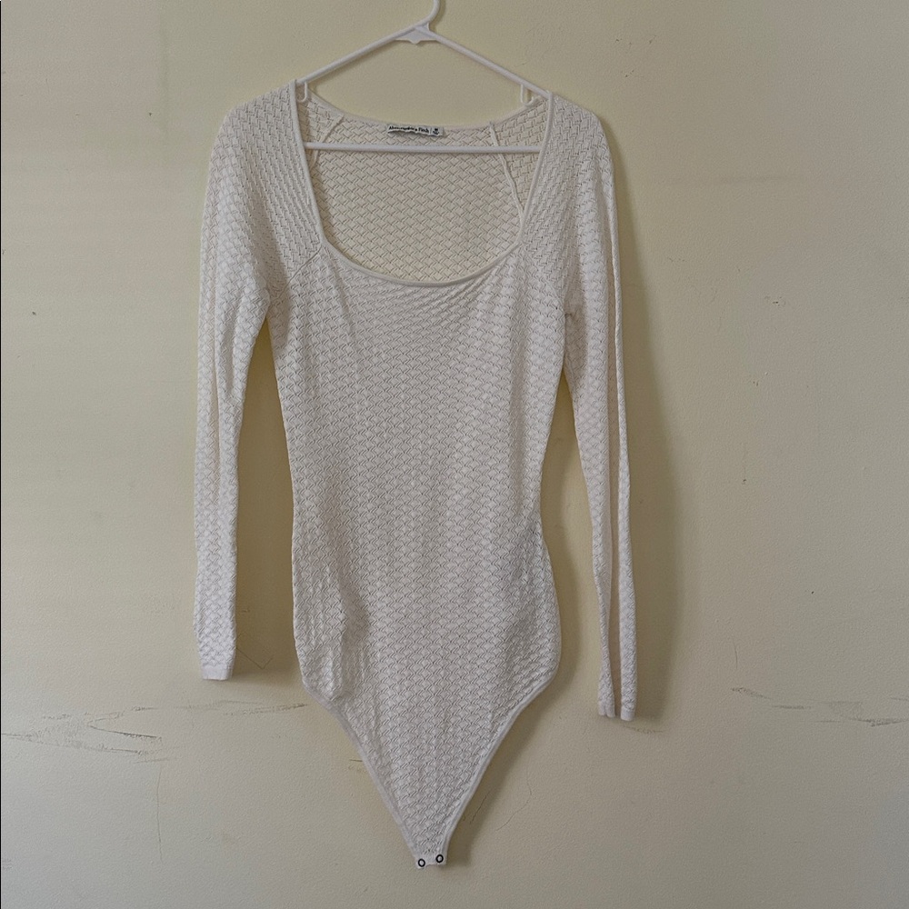 Abercrombie Cream Long Sleeve Bodysuit